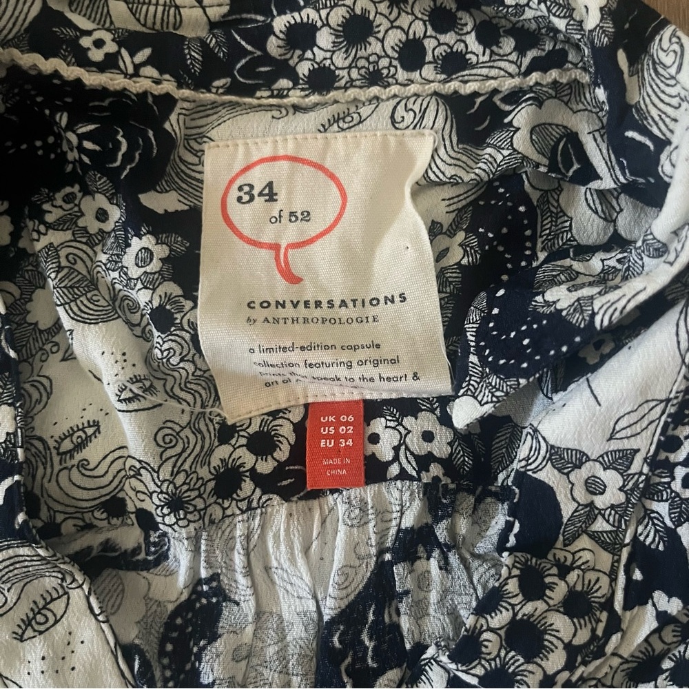 Anthropologie 34 of 52 Conversations Colloquial Faces Shirt Dress 2. - Picture 6 of 6